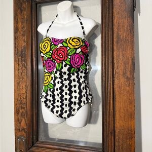 90's Vibrant Floral Women's One Piece Swimsuit size 18